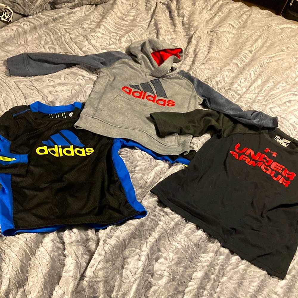 Boys Size 5-6 Name Brand Shirts. Adidas and Under Armor
